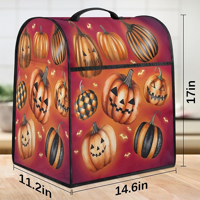 cfpolar Kitchen Aid Mixer Cover Compatible with 6-8 Quarts Halloween Bats Funny Pumpkin Stand Mixer Cover Kitchen Aid Mixers Accessories Appliance Organizer Bag Dust Covers with Zipper Pocket