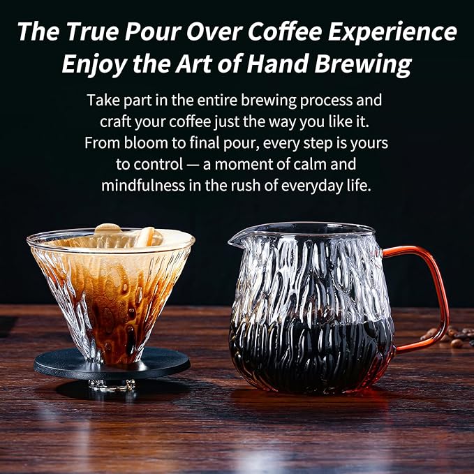 Unbreakable - Pour Over Coffee Maker 650ML/22OZ Heat Resistant Borosilicate Glass Dripper with Filter Holder BPA-Free Manual Coffee Brewer for Home and Office Use