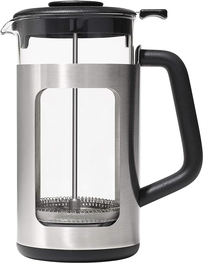 OXO Brew Cordless Glass Electric Kettle (1.75 L) and OXO Brew Stainless Steel French Press Coffee Maker (32oz)