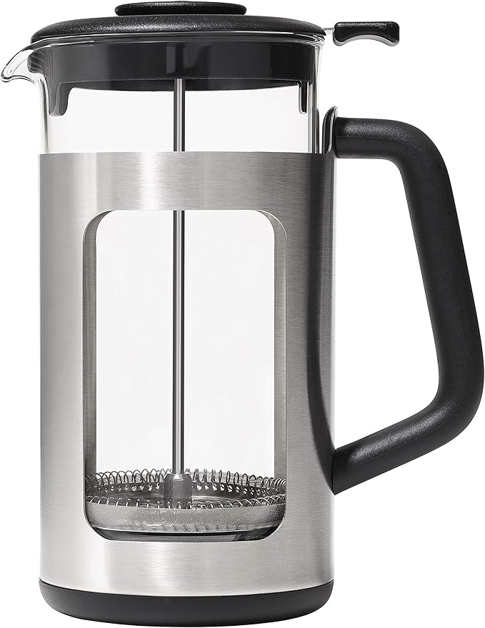 OXO Brew Adjustable Temperature Kettle Electric Clear &amp Brew Stainless Steel French Press Coffee Maker – 32oz