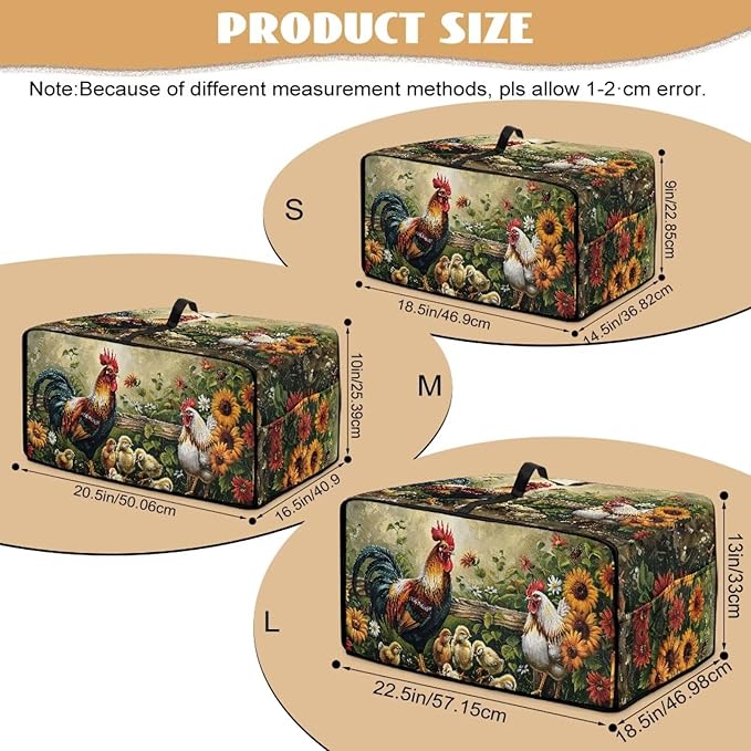 Doojoayie Small Appliance Covers Rooster &amp Flower Toaster Oven Cover 4 Slice Kitchen Appliance Dust Protector 18.5x14.5x 9 Compatible with Toaster/Bread Machine