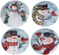 Certified International Watercolor Snowman DinnerwareDishware Red Medium