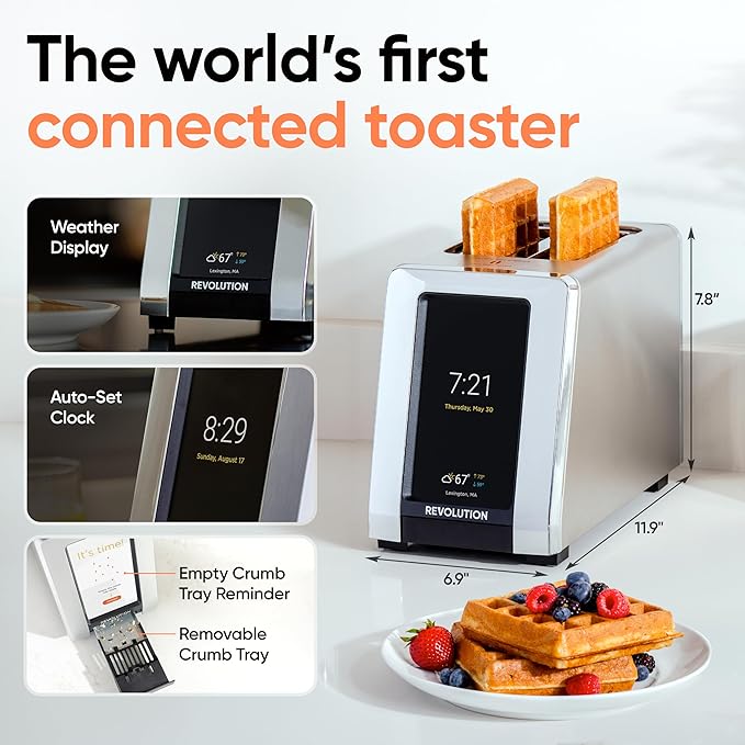 Revolution R180 Connect Plus Smart Toaster with Touchscreen (Bundle with Toastie Press &amp Warming Rack) Choose from 40+ Bread Types 7 Browning Levels &amp Toastie Press Mode