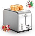 YSSOA 2 Slice Stainless Steel Toaster 6 Shade Settings and Bagel/Defrost/Cancel Functions with Extra Wide Slot &amp Removable Crumb Tray for Various Bread &amp Waffle Silver New