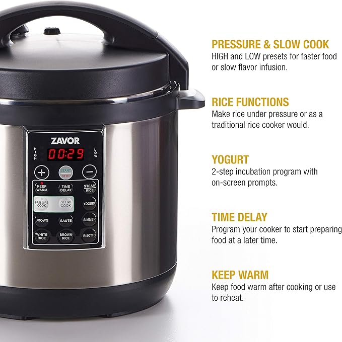 Zavor LUX 8 Quart Multi-cooker with America's Test Kitchen Multicooker Perfection Cookbook Stainless Steel