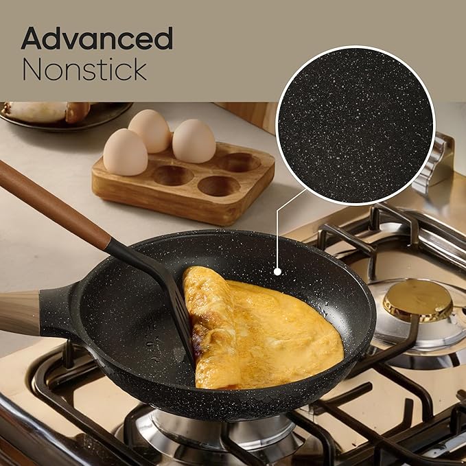 CAROTE 26PCS Pots and Pans Set Non Stick Cookware Set Pots and Pans Induction Cook Ware Nonstick Kitchen Cooking PFOA Free Black