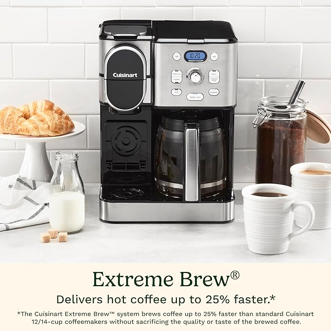 Cuisinart 12-Cup Coffee Maker Single-Serve Brewer Glass Carafe Automatic Hot &amp Iced Coffee Machine Brew Strength Control and Pause SS-16 Stainless Steel