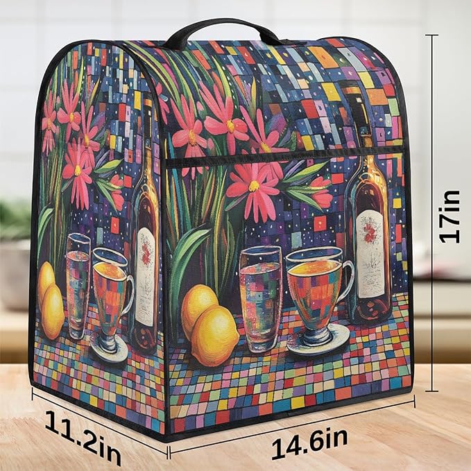 cfpolar Kitchen Aid Mixer Cover Compatible with 6-8 Quarts Flower Lemon Oil Painting Stand Mixer Cover Kitchen Aid Mixers Accessories Appliance Organizer Bag Dust Covers with Zipper Pocket