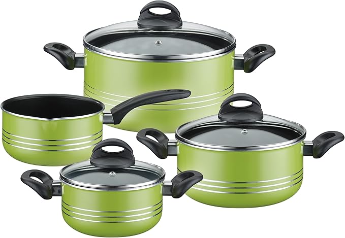 GSW 800396 Milano Aluminium Cooking Pot Set 4 Pieces Green 24 cm 7 Units