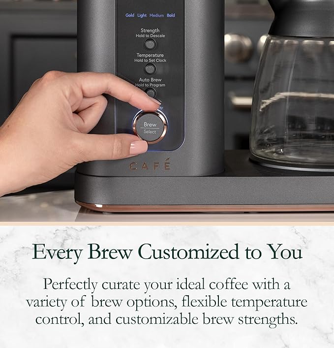 Café Specialty Drip Coffee Maker 10-Cup Glass Carafe WiFi Connected Smart Voice-to-Brew Includes Reusable Filter Basket &amp Grounds Scooper Barista-Quality Brew SCA Certified Matte Black