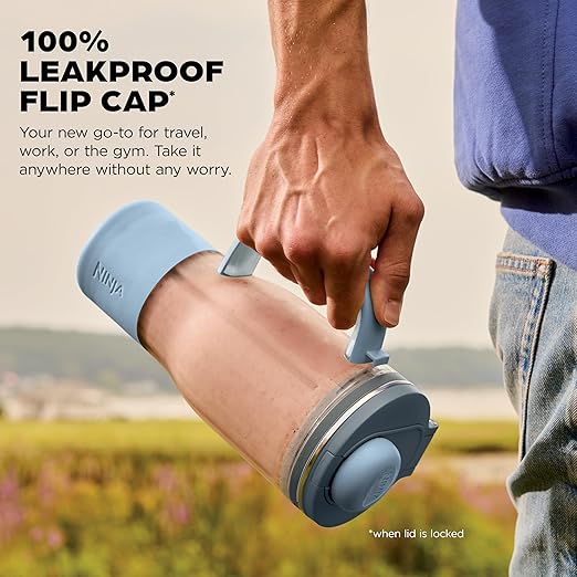 Ninja Blendboss™ | Personal Blender for Smoothies &amp Frozen Drinks | 26oz Travel Tumbler with LeakProof Lid Chug Spout &amp Detachable Straw | Auto-iQ Technology | Cyberspace | DB351CY