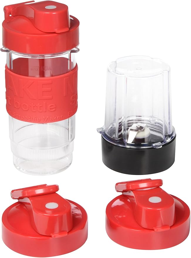 Mironi Personal 500-Watt Mini Blender and Smoothie Maker with Grinder Cup 2 Blender Bottles and Recipe Booklet Red