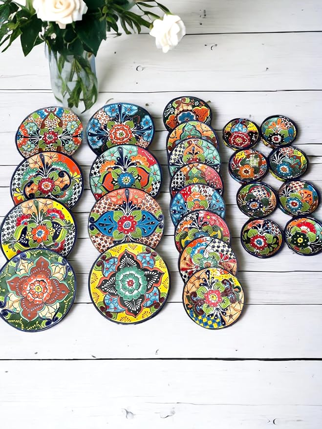 16 Piece Talavera Dinnerware Set | Handmade Mexican Pottery | Unique Floral Patterns