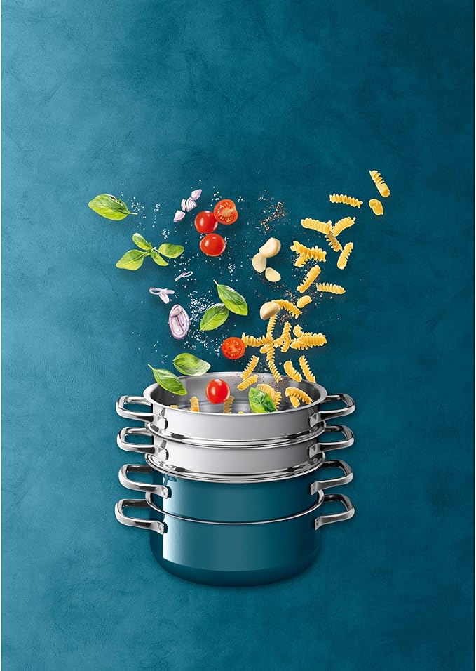 Silit Compact 4-Piece Induction Saucepan Set with Glass Lid Silargan Functional Ceramic Induction Pots Set Nickel-Free Petrol Blue