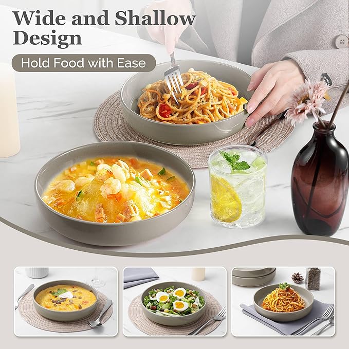 HaWare Dinnerware Sets 16-Piece Stoneware Plates and Bowls Set for 4 Ceramic Dish Set for Home Restaurant Chip and Scratch Resistant Microwave and Dishwasher Safe Speckled Cream Coffee
