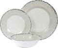 Melamine Dinnerware Set for 4 12-Piece Rusty Gray – BPA-Free Dishwasher-Safe Plates &amp Bowls for Indoor Outdoor Dining Portable and Reusable