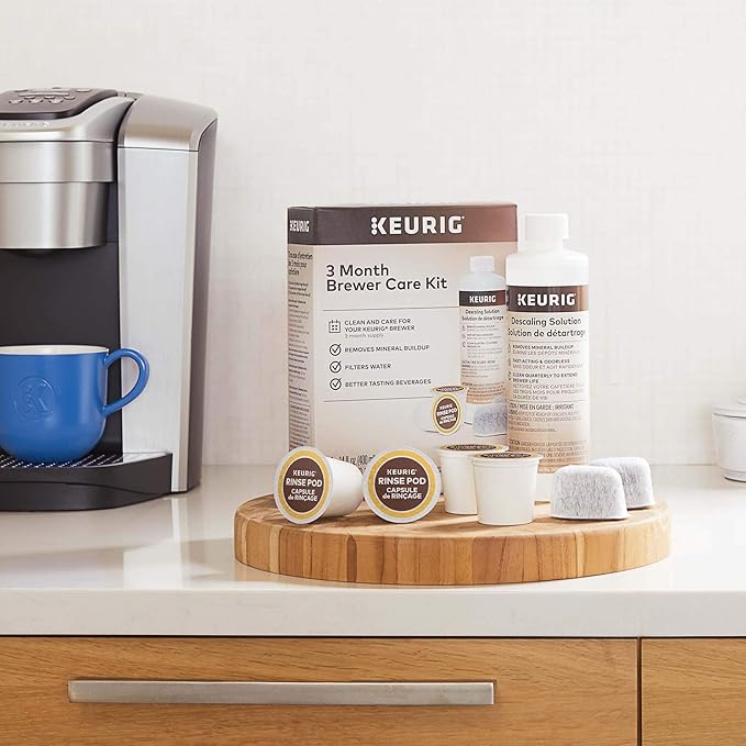 Keurig K-Elite Single-Serve K-Cup Pod Coffee Maker Brushed Slate 12 oz. Brew Size &amp K-Duo 3 Month Care Brewer Maintenance Kit