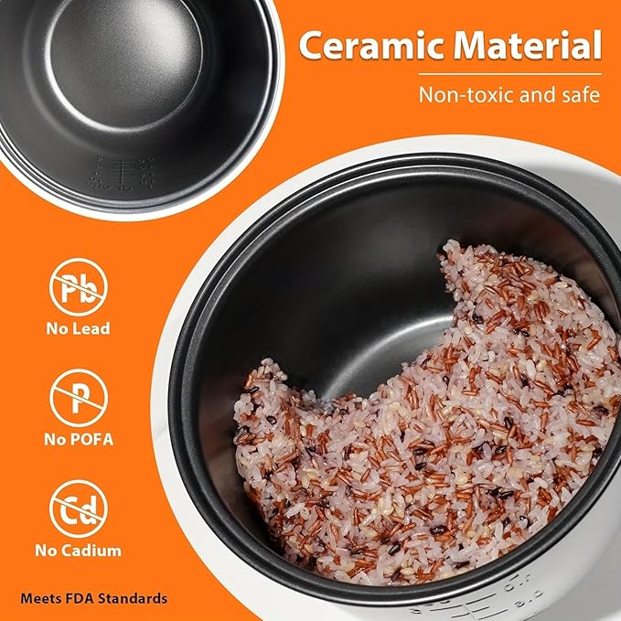 Rice Cookers 10-Cup Electric Rice Cooker Convenient Ceramic Nonstick Inner Pot Rice Maker