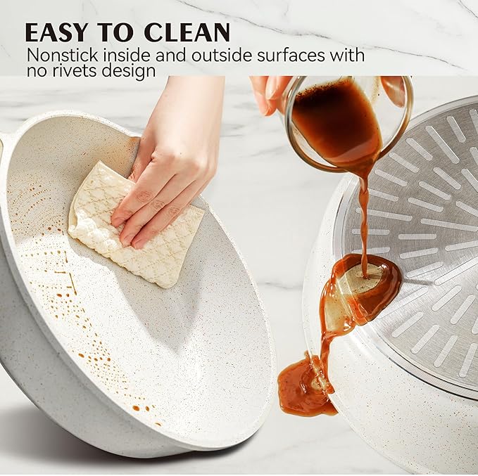 Sensarte Nonstick Ceramic Cookware Set 15-Piece PFAS and PTFE Free