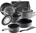 Rachael Ray Cook + Create Hard Anodized Nonstick Cookware/Pots and Pan Set 10 Piece - Black