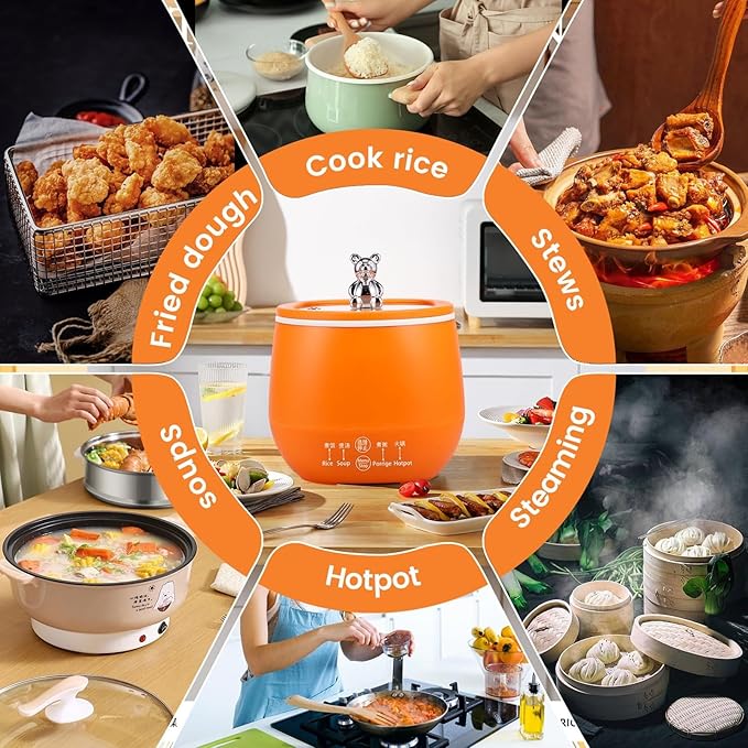 THEGA 1.8L Electric Rice Cooker 18 Minutes Fast Cooking Rice Cooker For 1-6 People With Keep Warm Function Automatic Cooking Non-Stick Inner Pot Measuring Cup For Home Cooking(Orange)