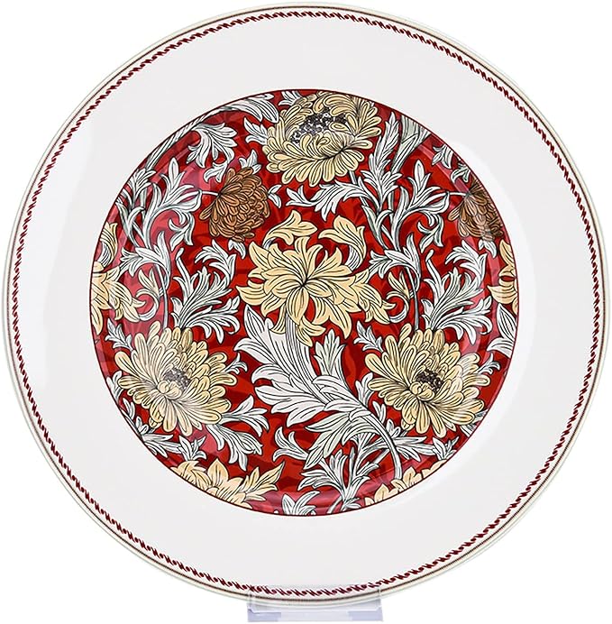STP Porcelain J-217528 Dinnerware Set for 4 Morris' Garden Bone China Porcelain Dinner Plates Bowls Dessert Plates Cups with Saucer 20 pcs