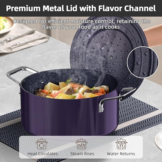 Nuwave Lux 13pc Forged Lightweight Cookware Set PFAS Free Healthy G10 Duralon Ceramic Coating Ultra Non-Stick Stay-Cool Handles Works on All Cooktops &amp Induction Ready