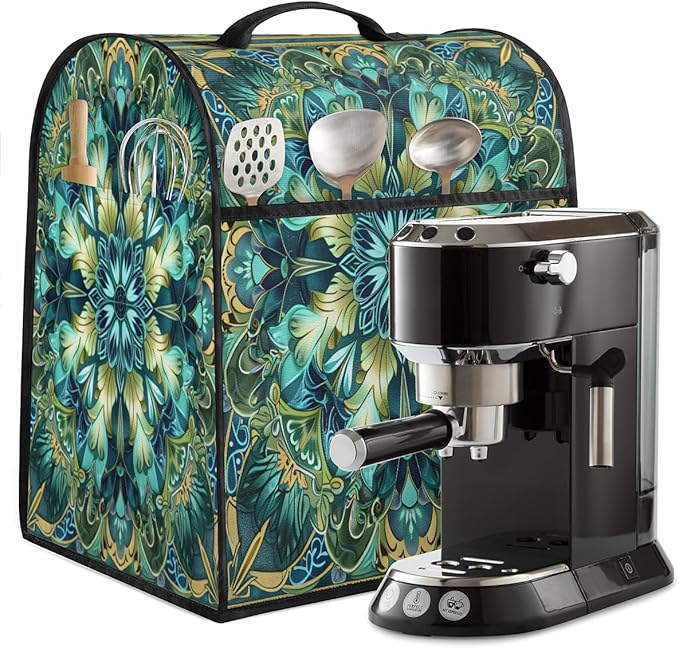 Kitchen Aid Mixer Cover Turquoise Mandala Flower Stand Mixer Cover Compatible with 6-8 Quarts Stand Mixers Dust Covers with Zipper Pocket Foldable Washable Kitchen Aid Organizer Bag