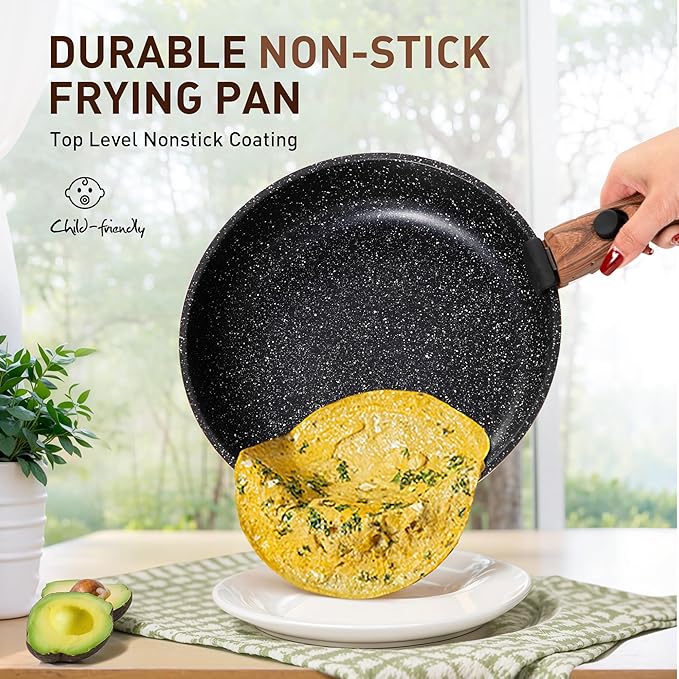 10 Pcs Pots and Pans Set Non Stick Nonstick Kitchen Cookware Sets Detachable Handle Induction Pots and Pans Set with Removable Handle RV Cookware Set for Camping Oven Safe PFOS PFOA Free Black