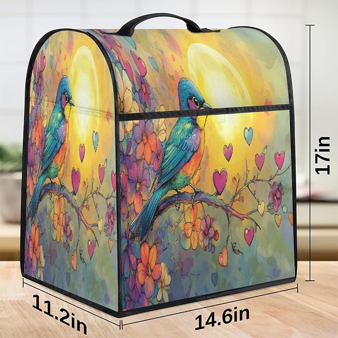cfpolar Kitchen Aid Mixer Cover Compatible with 6-8 Quarts Vintage Bird Flowers Stand Mixer Cover Kitchen Aid Mixers Accessories Appliance Organizer Bag Dust Covers with Zipper Pocket