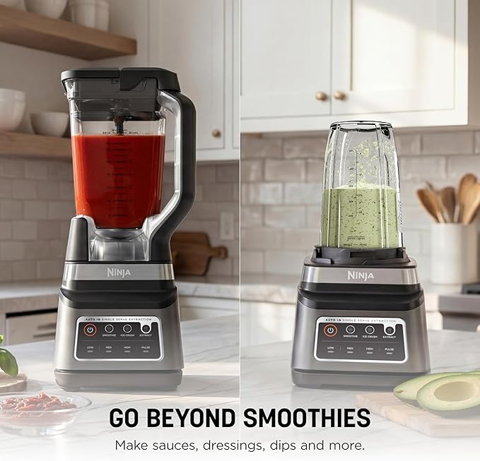 Ninja BN751 Professional Plus DUO Blender 1400 Peak Watts 3 Auto-IQ Programs for Smoothies Frozen Drinks &amp Nutrient Extractions 72-oz. Total Crushing Pitcher &amp (2) 24 oz. To-Go Cups Black
