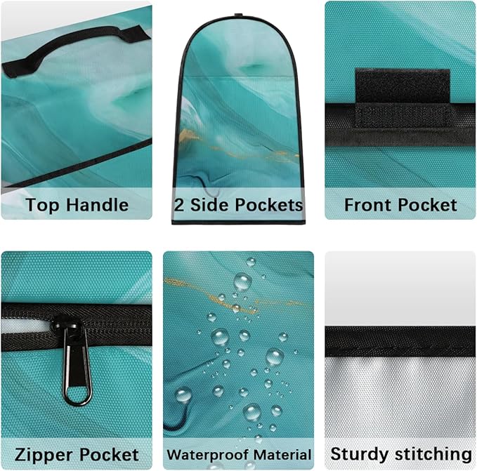 Kitchen Aid Mixer Cover Turquoise Color Background Marble Stand Mixer Cover Compatible with 6-8 Quarts Stand Mixers Dust Covers with Zipper Pocket Foldable Washable Kitchen Aid Organizer Bag