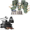 Kitchen Academy 30Pcs Bakeware &amp Cookware Set + 10Pcs Rv Pots and Pans Set with Removable Handle Cookware Sets