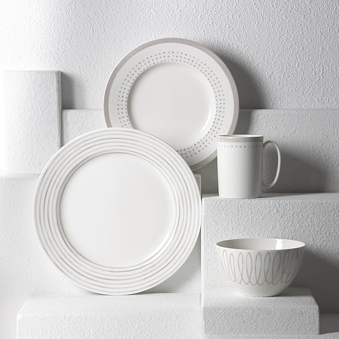 Kate Spade New York Charlotte Street West 16-Piece Dinnerware Set 15.75 LB Taupe/Grey