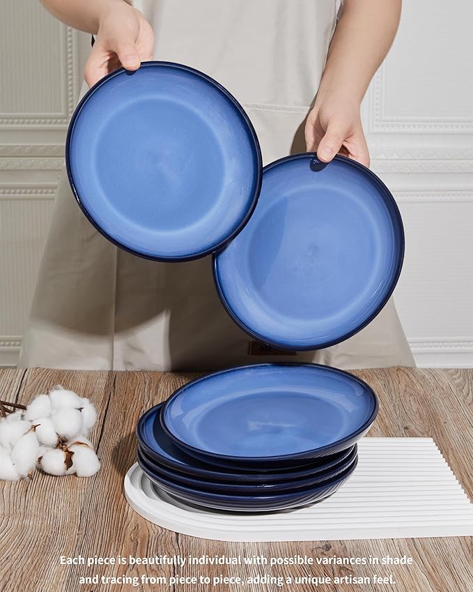 12 Piece Dinnerware Set Includes 6 Piece Salad Plate Set Combo Light Blue