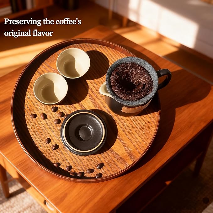 Pour Over Coffee Maker - All-Ceramic Drip Set Single Serve Coffee Maker with Pour Over Dripper Reusable Ceramic Filter &amp Carafe Portable Travel Drip Kit Valentines Day Gifts for Him