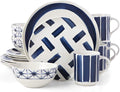 Lenox Painted Elements Indigo Brush 16 Piece Dinnerware Set