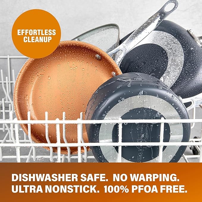 GOTHAM STEEL 13 Pc Ceramic Cookware Set Nonstick Copper Pots and Pans Set Non Stick for Kitchen Anodized Induction Pots and Pans for Cooking Non Toxic Cookware Sets Oven &amp Dishwasher Safe