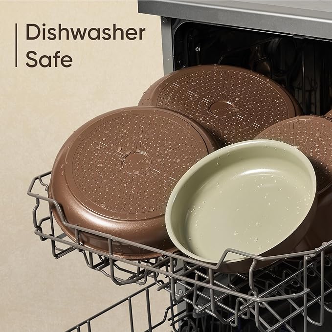 CAROTE 19PCS Ceramic Nonstick Cookware Set Pots and Pans Set with Detachable Handle PFAS-Free Non-Toxic Induction &amp Oven Safe Stackable Space-Saving Pistachio Green