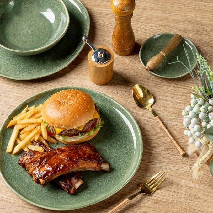 AmorArc Ceramic Dinnerware SetsHandmade Reactive Glaze Stoneware Plates and Bowls SetsHighly Scratch Resistant | Dishwasher &amp Microwave Safe Dishes SetService for 4 (12pc)