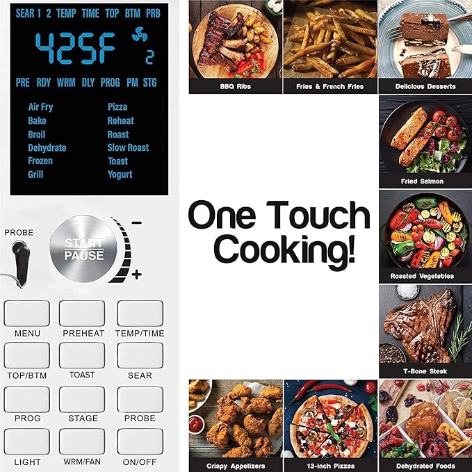 NUWAVE Bravo XL Air Fryer Convection Toaster Oven Countertop 112-in-1 Smart Grill Combo with Original Flavors &amp Marks Adjustable Heating Zones for Pizza Roast Bake 50-500°F Stainless Steel