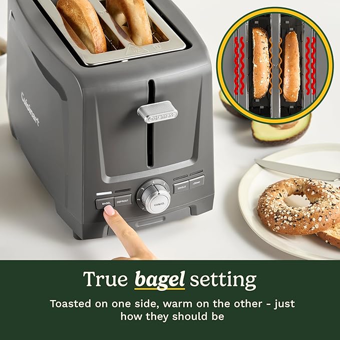 Cuisinart Core Collection 2-Slice Toaster | Extra-Long Slots for Artisan Bread | Bagel Setting |High-Lift Quickview™ | Single Slice &amp Defrost Functions | +30sec Toast Boost |Removable Crumb Tray