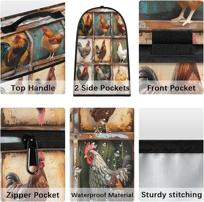 cfpolar Kitchen Aid Mixer Cover Compatible with 6-8 Quarts Animal Cock Retro Stand Mixer Cover Kitchen Aid Mixers Accessories Appliance Organizer Bag Dust Covers with Zipper Pocket