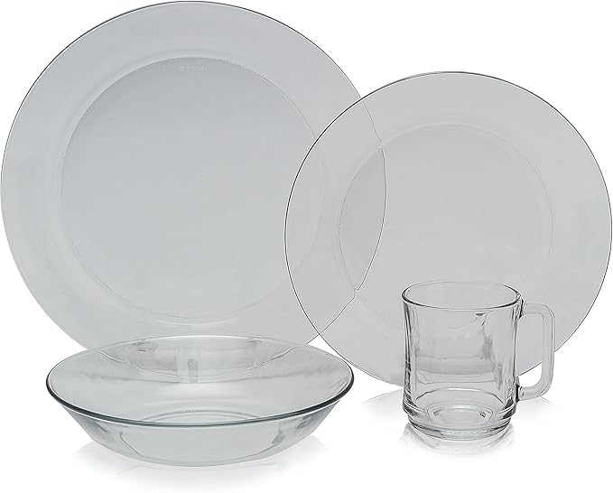 Duralex - Clear Glass 24pc Dinnerware Set Service for 6