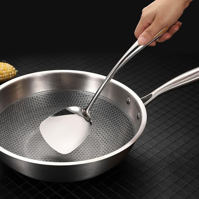 304 Stainless Steel Kitchen Utensil Set - 9 PCS Serving Utensils Cooking Utensil Solid Spoon Slotted Spoon Fork Spatula Ladle Skimmer Spoon Slotted Spatula Tunner Spaghetti Spoon Large Spoon