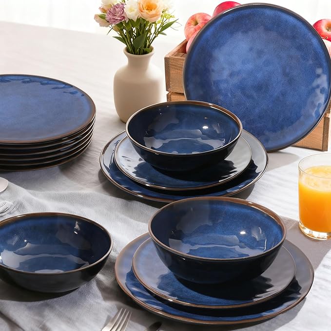 11Inch Blue Melamine Dinner Plates Set of 8BPA Free Non-Toxic Food Grade Unbreakable Dishwasher SafeShatter Chip ResistantLightweight Reusable for Kitchen Picnic Camping Restaurant