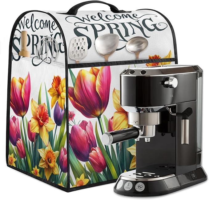 cfpolar Kitchen Aid Mixer Cover Compatible with 6-8 Quarts Spring Yellow Flowers Stand Mixer Cover Kitchen Aid Mixers Accessories Appliance Organizer Bag Dust Covers with Zipper Pocket