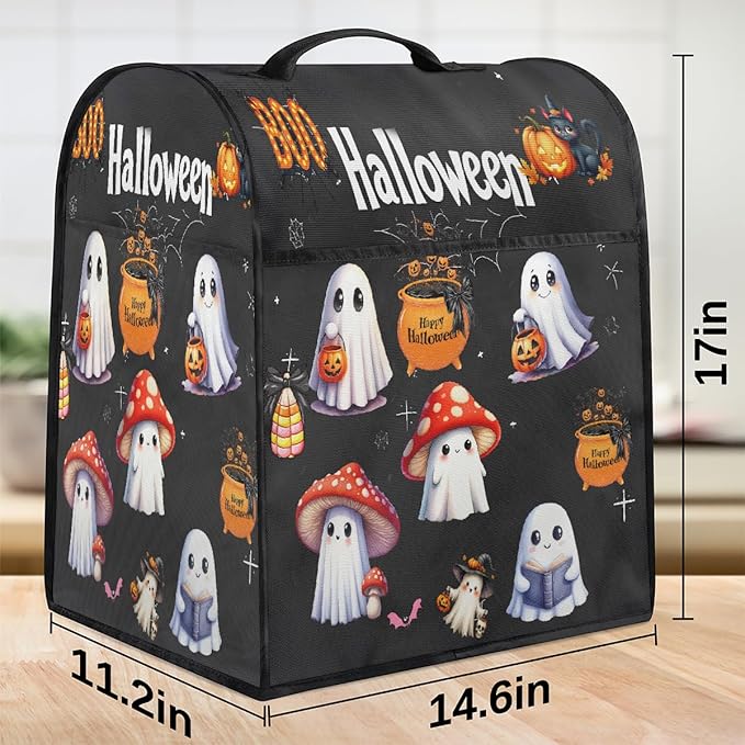 cfpolar Kitchen Aid Mixer Cover Compatible with 6-8 Quarts Halloween Pumpkin Spider Ghosts Stand Mixer Cover Kitchen Aid Mixers Accessories Appliance Organizer Bag Dust Covers with Zipper Pocket