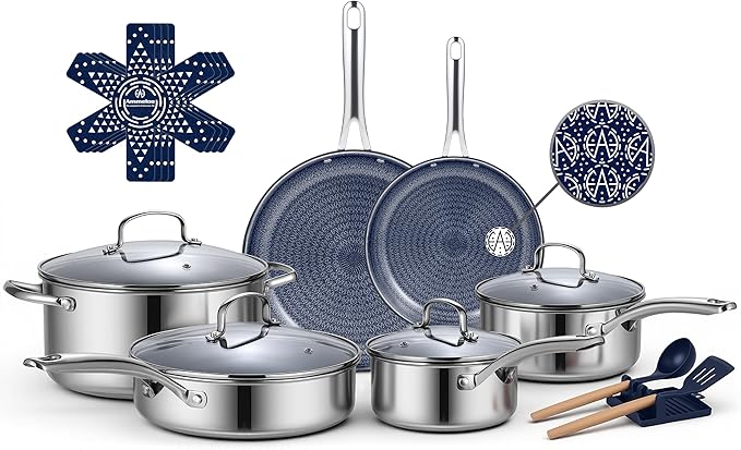 Ammeloo Hybrid Stainless Steel Cookware Set &amp 22-Piece Baking Pans Set