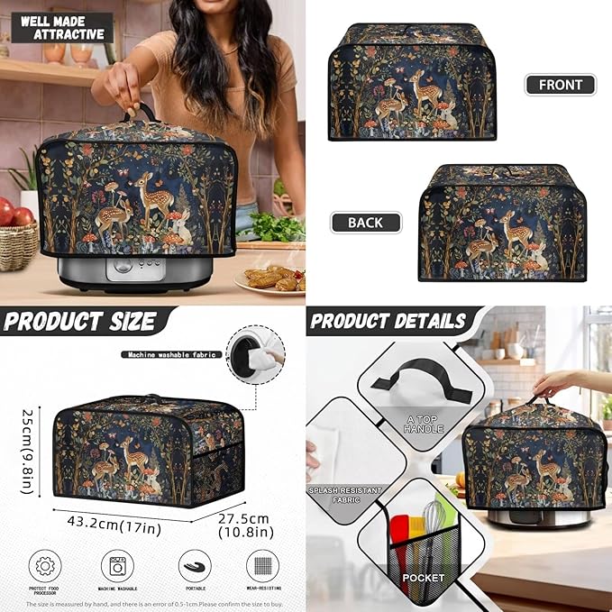 Small Toaster Cute Deer 2 Slice Toaster Cover Kitchen Small Appliance Dust Cover with Blender Dust Cover Stand Mixer or Coffee Maker Appliance Cover Dust and Fingerprint Protection Set of 3